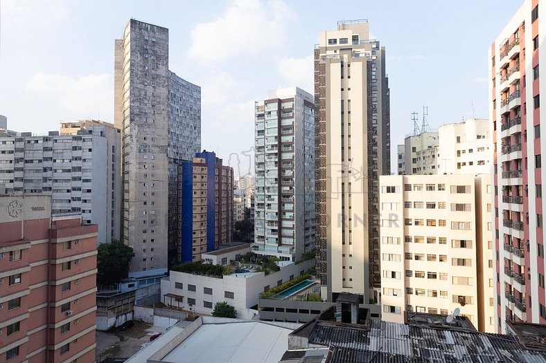 Estúdio com AC, Varanda e Academia na Bela Vista