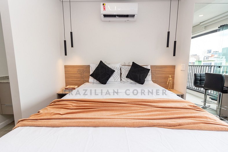 Piscina, academia, AC ,cama Queen|Brazilian Corner